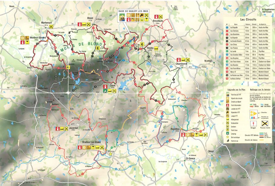 Carte de l'espace VTT des Monts de Blond